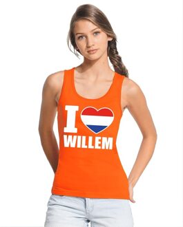 Bellatio Decorations I love Willem topje/shirt oranje dames L - Feestshirts