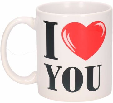 Bellatio Decorations I Love You beker / mok 300 ml Multikleur