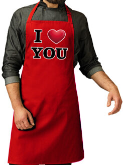 Bellatio Decorations I love you chef kok keukenschort rood voor heren - Feestschorten