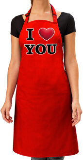 Bellatio Decorations I love you keukenschort rood voor dames