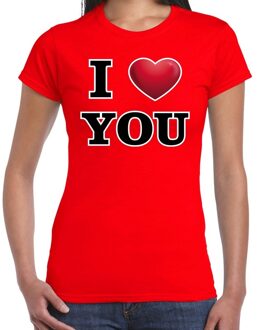 Bellatio Decorations I love you valentijn t-shirt rood voor dames 2XL