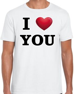 Bellatio Decorations I love you valentijn t-shirt wit voor heren 2XL