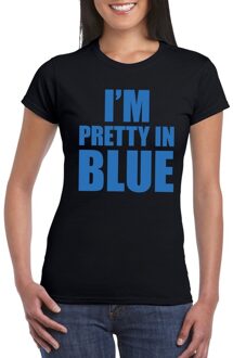 Bellatio Decorations I'm pretty in blue t-shirt zwart dames XS