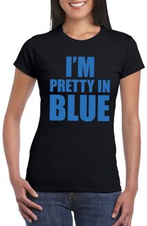 Bellatio Decorations I'm pretty in blue t-shirt zwart dames