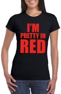 Bellatio Decorations I'm pretty in red t-shirt zwart dames XS