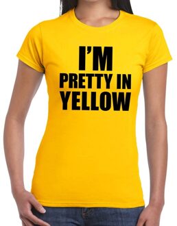 Bellatio Decorations I'm pretty in yellow t-shirt geel dames XS