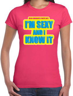 Bellatio Decorations I m sexy and i know it foute party shirt roze dames XS