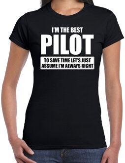 Bellatio Decorations I'm the best pilot t-shirt zwart dames - De beste piloot cadeau 2XL