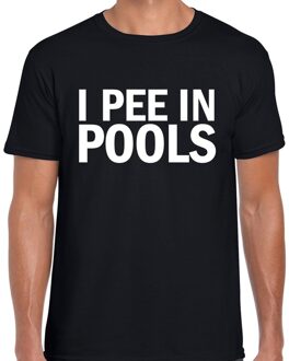 Bellatio Decorations I pee in pools fun tekst t-shirt zwart voor heren 2XL