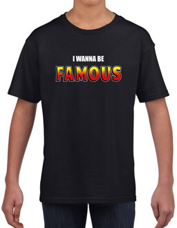 Bellatio Decorations I wanna be famous fun tekst t-shirt zwart kids L (146-152)