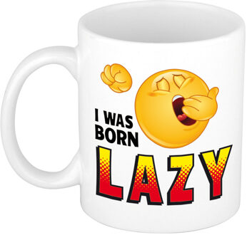 Bellatio Decorations I was born lazy collega mok / beker wit 300 ml