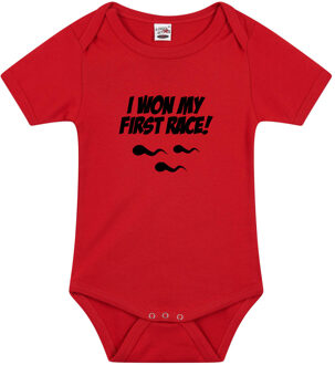 Bellatio Decorations I won my first race cadeau baby rompertje rood jongen/meisje 80 (9-12 maanden)