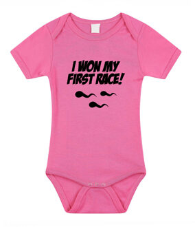 Bellatio Decorations I won my first race cadeau baby rompertje roze meisjes