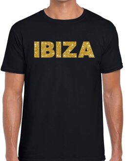 Bellatio Decorations Ibiza gouden glitter tekst t-shirt zwart heren 2XL