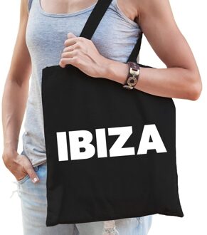 Bellatio Decorations Ibiza kado tas zwart katoen