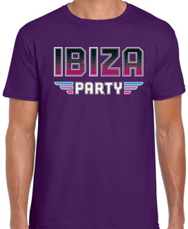 Bellatio Decorations Ibiza party feest t-shirt paars voor heren 2XL