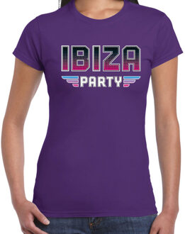 Bellatio Decorations Ibiza party t-shirt paars voor dames XS