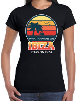 Bellatio Decorations Ibiza zomer t-shirt / shirt What happens in Ibiza stays in Ibiza voor dames - zwart - Ibiza party / vakantie outfit / kleding/ feest shirt 2XL