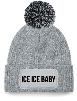 Bellatio Decorations Ice ice baby muts met pompon unisex one size - grijs One size