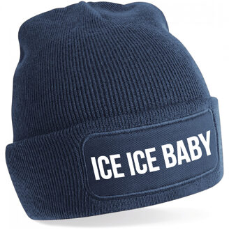 Bellatio Decorations Ice ice baby - wintermuts - unisex - one size - blauw - mutsen met coole tekst One size