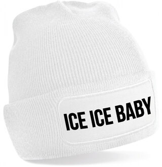 Bellatio Decorations Ice ice baby - wintermuts - unisex - one size - wit - mutsen met coole tekst One size
