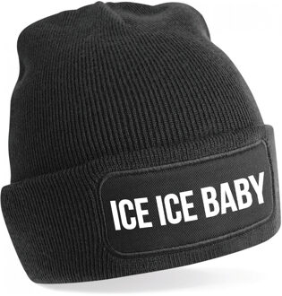 Bellatio Decorations Ice ice baby - wintermuts - unisex - one size - zwart - mutsen met coole tekst