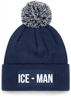 Bellatio Decorations Ice-man muts met pompon - unisex - one size - navy - apres-ski muts