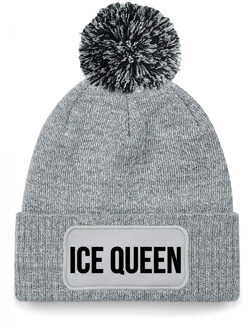 Bellatio Decorations Ice queen muts met pompon unisex one size - Grijs One size