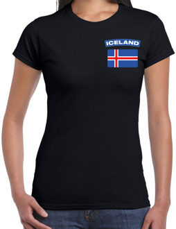 Bellatio Decorations Iceland / IJsland landen shirt met vlag zwart voor dames - borst bedrukking 2XL