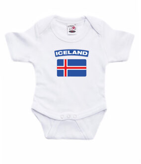 Bellatio Decorations Iceland romper met vlag IJsland wit voor babys 92 (18-24 maanden)