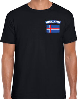 Bellatio Decorations Iceland t-shirt met vlag IJsland zwart op borst voor heren