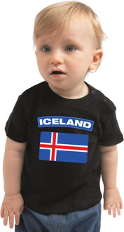 Bellatio Decorations Iceland t-shirt met vlag IJsland zwart voor babys 68 (3-6 maanden)