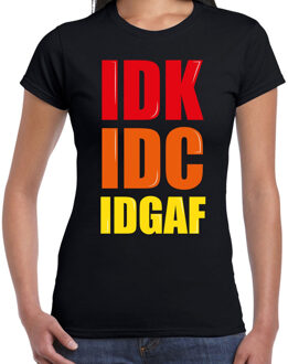 Bellatio Decorations IDGAF / I Dont Give A Fuck fun tekst t-shirt zwart dames