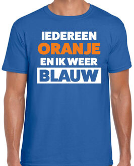 Bellatio Decorations Iedereen oranje ik blauw t-shirt blauw voor heren - Koningsdag shirts 2XL