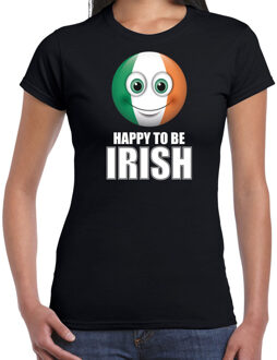 Bellatio Decorations Ierland emoticon Happy to be Irish landen t-shirt zwart dames