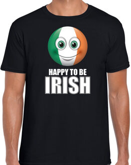 Bellatio Decorations Ierland emoticon Happy to be Irish landen t-shirt zwart heren