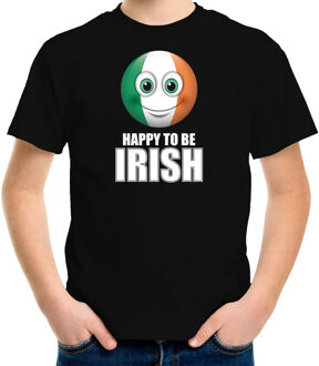 Bellatio Decorations Ierland Emoticon Happy to be Irish landen t-shirt zwart kinderen L (146-152)