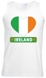 Bellatio Decorations Ierland hart vlag singlet shirt/ tanktop wit heren 2XL