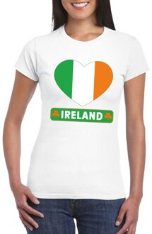 Bellatio Decorations Ierland hart vlag t-shirt wit dames