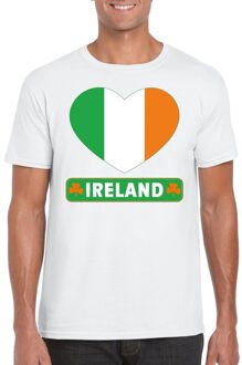 Bellatio Decorations Ierland hart vlag t-shirt wit heren
