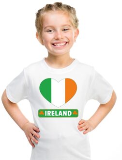 Bellatio Decorations Ierland kinder t-shirt met ierse vlag in hart wit jongens en meisjes l (146-152)