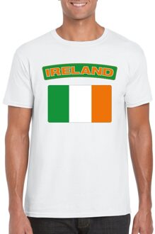 Bellatio Decorations Ierland supporters t-shirt - met vlag print - wit - voor heren - landen - kleding