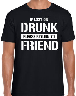 Bellatio Decorations If lost or drunk please return to friend t-shirt zwart heren 2XL