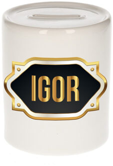 Bellatio Decorations Igor naam / voornaam kado spaarpot met embleem - Naam spaarpotten Multikleur