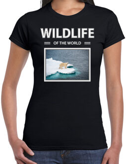 Bellatio Decorations IJsbeer t-shirt met dieren foto wildlife of the world zwart voor dames