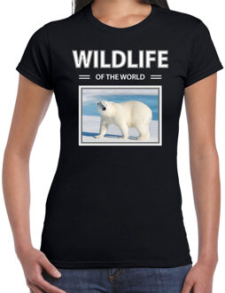 Bellatio Decorations IJsbeer t-shirt met dieren foto wildlife of the world zwart voor dames