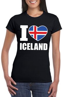 Bellatio Decorations IJsland supporters kleding t-shirt - voor dames - zwart - met vlag kleuren print - korte mouwen