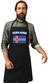 Bellatio Decorations IJsland vlag barbecueschort/ keukenschort zwart volwassenen