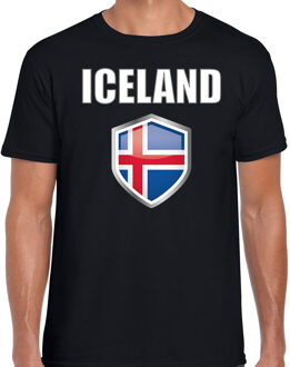 Bellatio Decorations IJsland vlag thema landen t-shirt - zwart - voor heren - Supporters kleding - korte mouwen