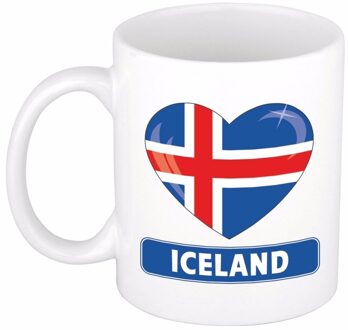 Bellatio Decorations IJslandse vlag hartje theebeker 300 ml Multi